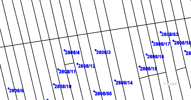 Parcela st. 2808/3 v KÚ Kněždub, Katastrální mapa