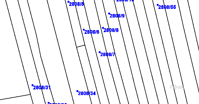 Parcela st. 2808/7 v KÚ Kněždub, Katastrální mapa