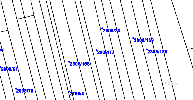 Parcela st. 2808/77 v KÚ Kněždub, Katastrální mapa