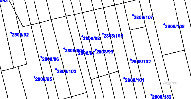 Parcela st. 2808/99 v KÚ Kněždub, Katastrální mapa