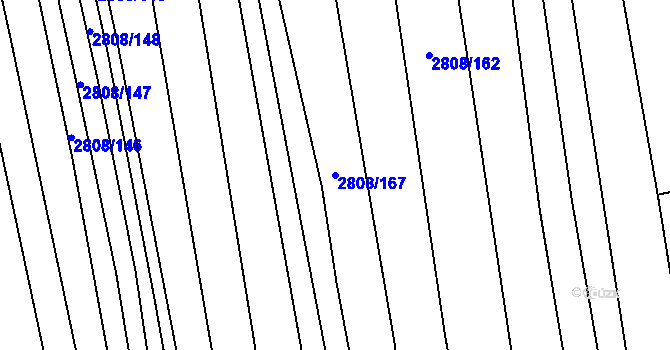 Parcela st. 2808/167 v KÚ Kněždub, Katastrální mapa