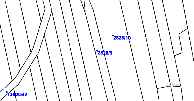 Parcela st. 2828/9 v KÚ Kněždub, Katastrální mapa