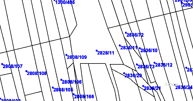 Parcela st. 2828/11 v KÚ Kněždub, Katastrální mapa