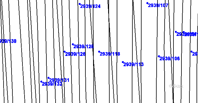 Parcela st. 2939/118 v KÚ Kněždub, Katastrální mapa