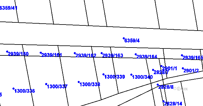 Parcela st. 2939/163 v KÚ Kněždub, Katastrální mapa