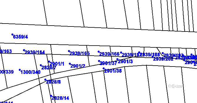Parcela st. 2939/166 v KÚ Kněždub, Katastrální mapa
