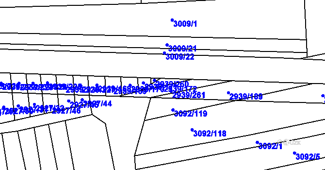 Parcela st. 2939/172 v KÚ Kněždub, Katastrální mapa