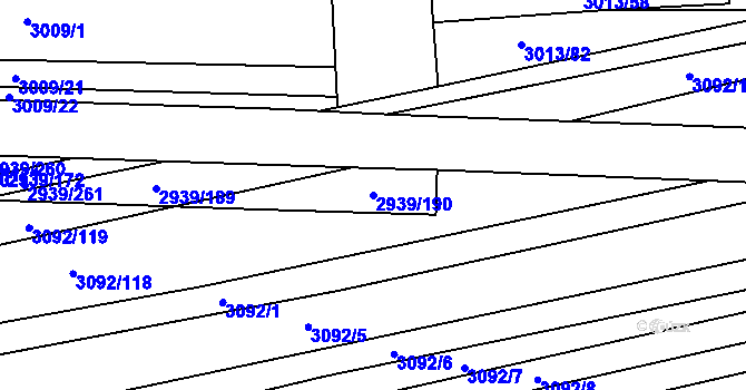Parcela st. 2939/190 v KÚ Kněždub, Katastrální mapa