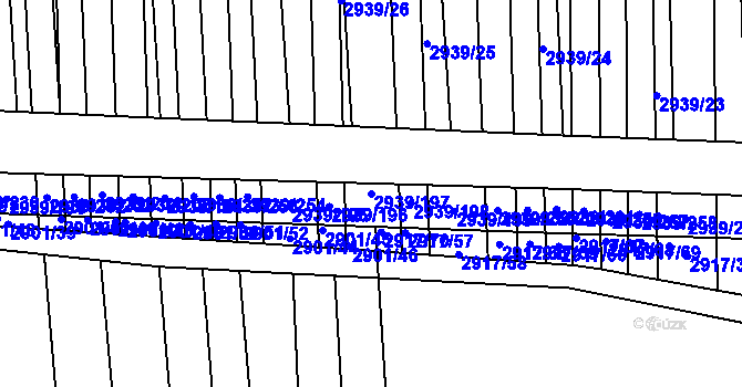 Parcela st. 2939/197 v KÚ Kněždub, Katastrální mapa