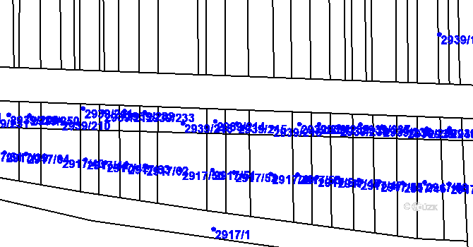 Parcela st. 2939/215 v KÚ Kněždub, Katastrální mapa