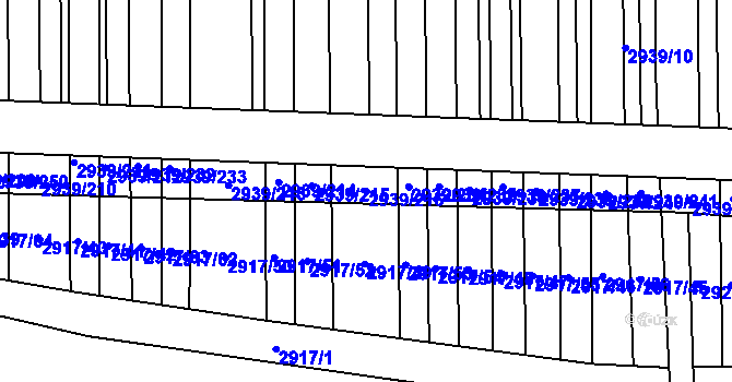 Parcela st. 2939/216 v KÚ Kněždub, Katastrální mapa