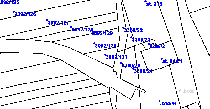 Parcela st. 3092/131 v KÚ Kněždub, Katastrální mapa