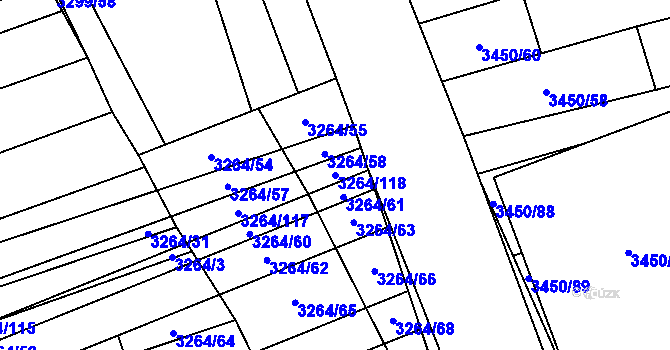 Parcela st. 3264/118 v KÚ Kněždub, Katastrální mapa