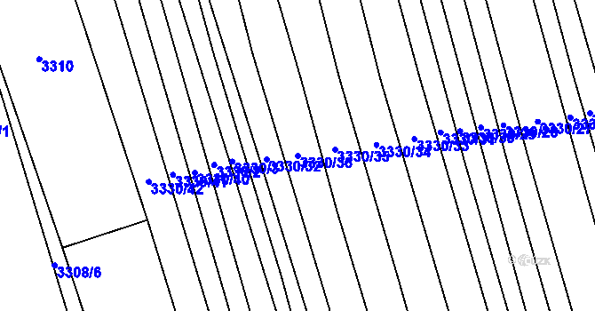 Parcela st. 3330/36 v KÚ Kněždub, Katastrální mapa