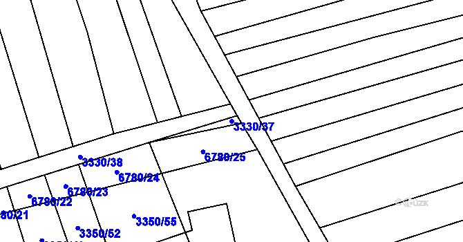 Parcela st. 3330/37 v KÚ Kněždub, Katastrální mapa