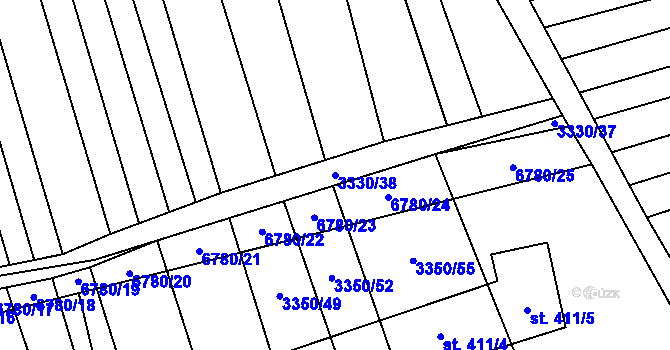 Parcela st. 3330/38 v KÚ Kněždub, Katastrální mapa