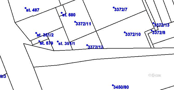Parcela st. 3372/12 v KÚ Kněždub, Katastrální mapa