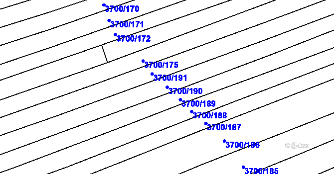 Parcela st. 3700/190 v KÚ Kněždub, Katastrální mapa