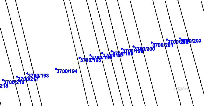 Parcela st. 3700/197 v KÚ Kněždub, Katastrální mapa