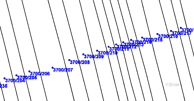 Parcela st. 3700/210 v KÚ Kněždub, Katastrální mapa