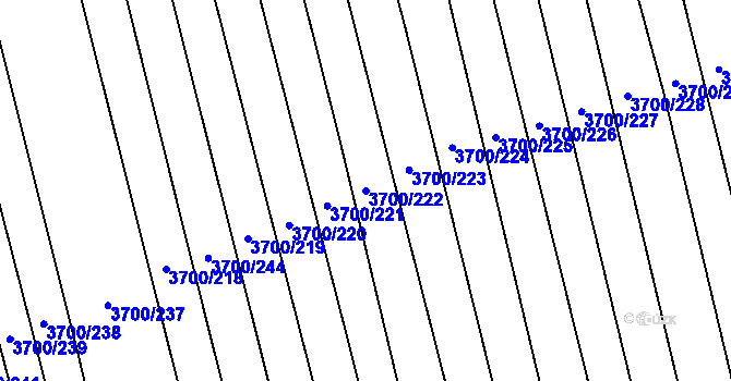 Parcela st. 3700/222 v KÚ Kněždub, Katastrální mapa