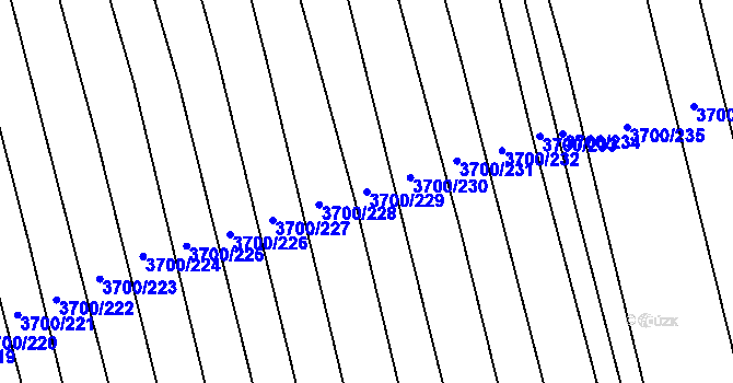 Parcela st. 3700/229 v KÚ Kněždub, Katastrální mapa