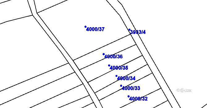 Parcela st. 4000/36 v KÚ Kněždub, Katastrální mapa