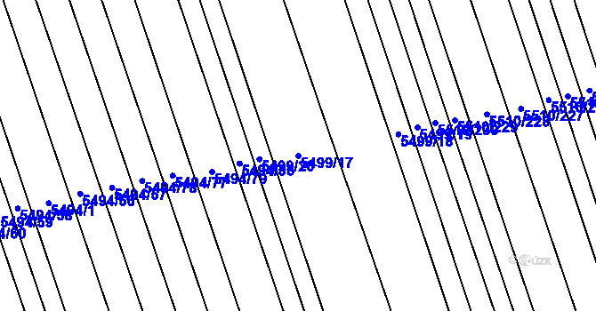 Parcela st. 5499/17 v KÚ Kněždub, Katastrální mapa