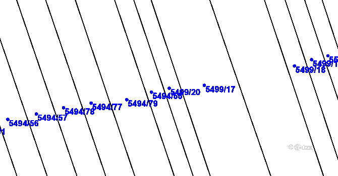 Parcela st. 5499/20 v KÚ Kněždub, Katastrální mapa