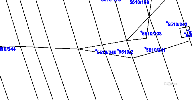 Parcela st. 5510/240 v KÚ Kněždub, Katastrální mapa