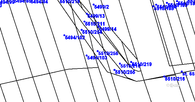 Parcela st. 5510/256 v KÚ Kněždub, Katastrální mapa