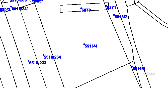 Parcela st. 5516/4 v KÚ Kněždub, Katastrální mapa