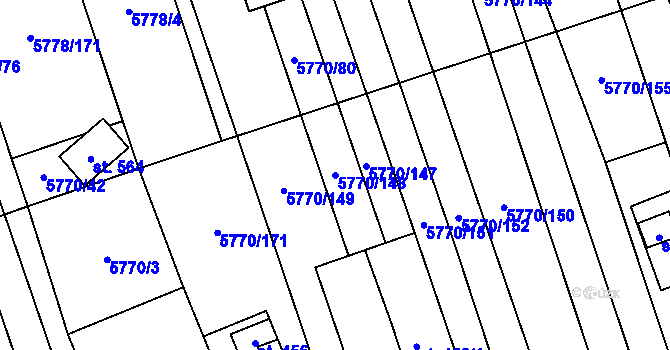 Parcela st. 5770/148 v KÚ Kněždub, Katastrální mapa