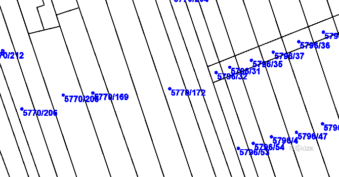 Parcela st. 5770/172 v KÚ Kněždub, Katastrální mapa