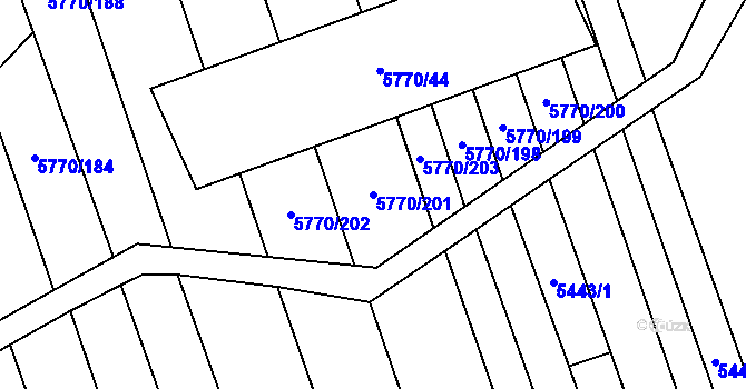 Parcela st. 5770/201 v KÚ Kněždub, Katastrální mapa