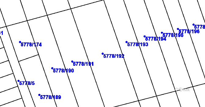 Parcela st. 5778/192 v KÚ Kněždub, Katastrální mapa