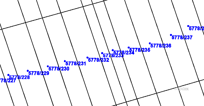 Parcela st. 5778/233 v KÚ Kněždub, Katastrální mapa