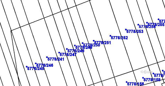 Parcela st. 5778/250 v KÚ Kněždub, Katastrální mapa