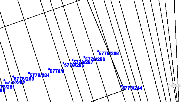 Parcela st. 5778/288 v KÚ Kněždub, Katastrální mapa