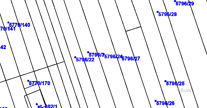 Parcela st. 5796/24 v KÚ Kněždub, Katastrální mapa