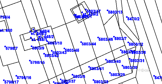 Parcela st. 5803/44 v KÚ Kněždub, Katastrální mapa