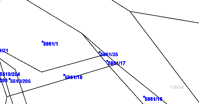 Parcela st. 5861/25 v KÚ Kněždub, Katastrální mapa