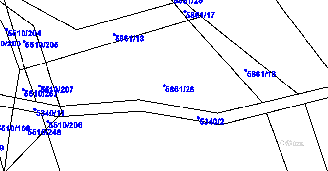 Parcela st. 5861/26 v KÚ Kněždub, Katastrální mapa