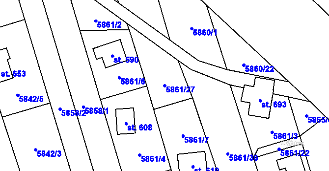 Parcela st. 5861/27 v KÚ Kněždub, Katastrální mapa