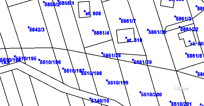 Parcela st. 5861/28 v KÚ Kněždub, Katastrální mapa