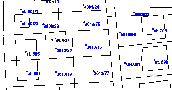 Parcela st. 3013/76 v KÚ Kněždub, Katastrální mapa