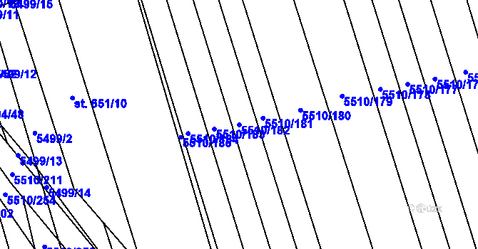 Parcela st. 5510/182 v KÚ Kněždub, Katastrální mapa