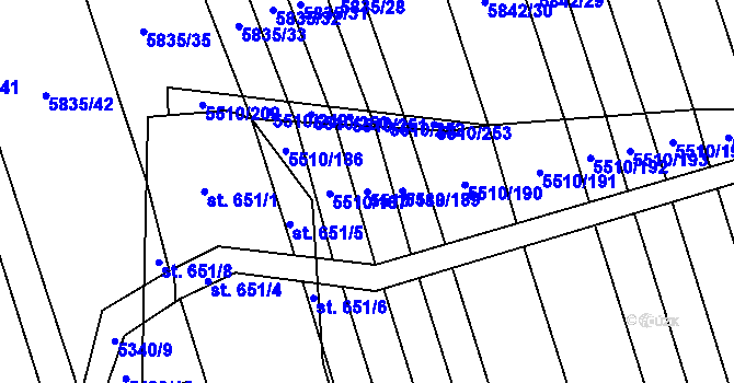 Parcela st. 5510/188 v KÚ Kněždub, Katastrální mapa