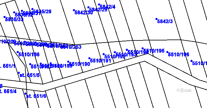 Parcela st. 5510/192 v KÚ Kněždub, Katastrální mapa