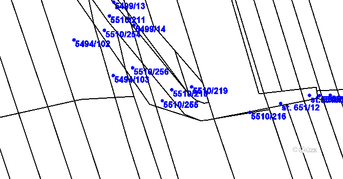 Parcela st. 5510/210 v KÚ Kněždub, Katastrální mapa